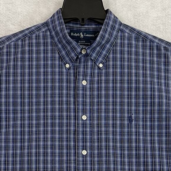 Polo Ralph Lauren Blake Shirt Mens XL Blue Pony Micro Plaid Button Down Two Ply - Picture 8 of 8